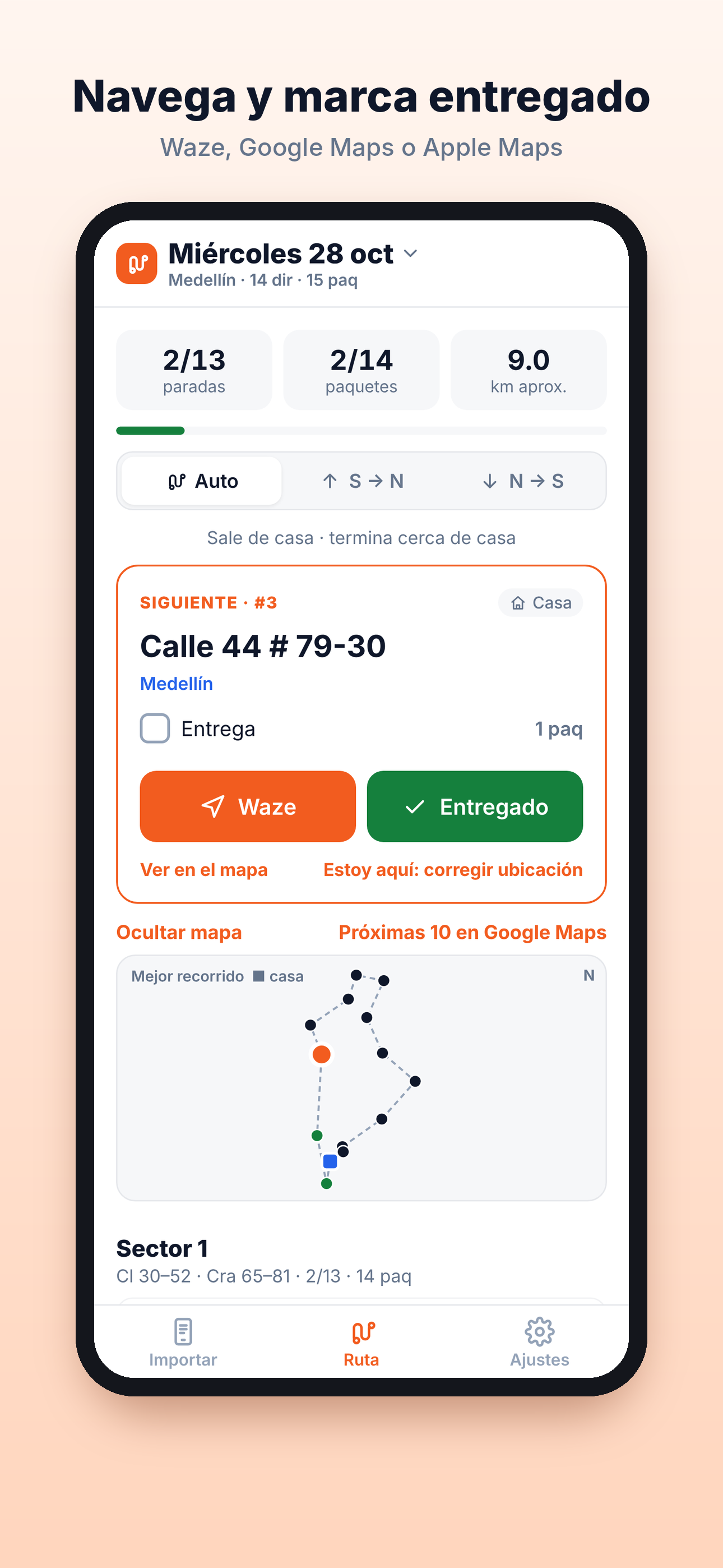 Lista de entregas del día